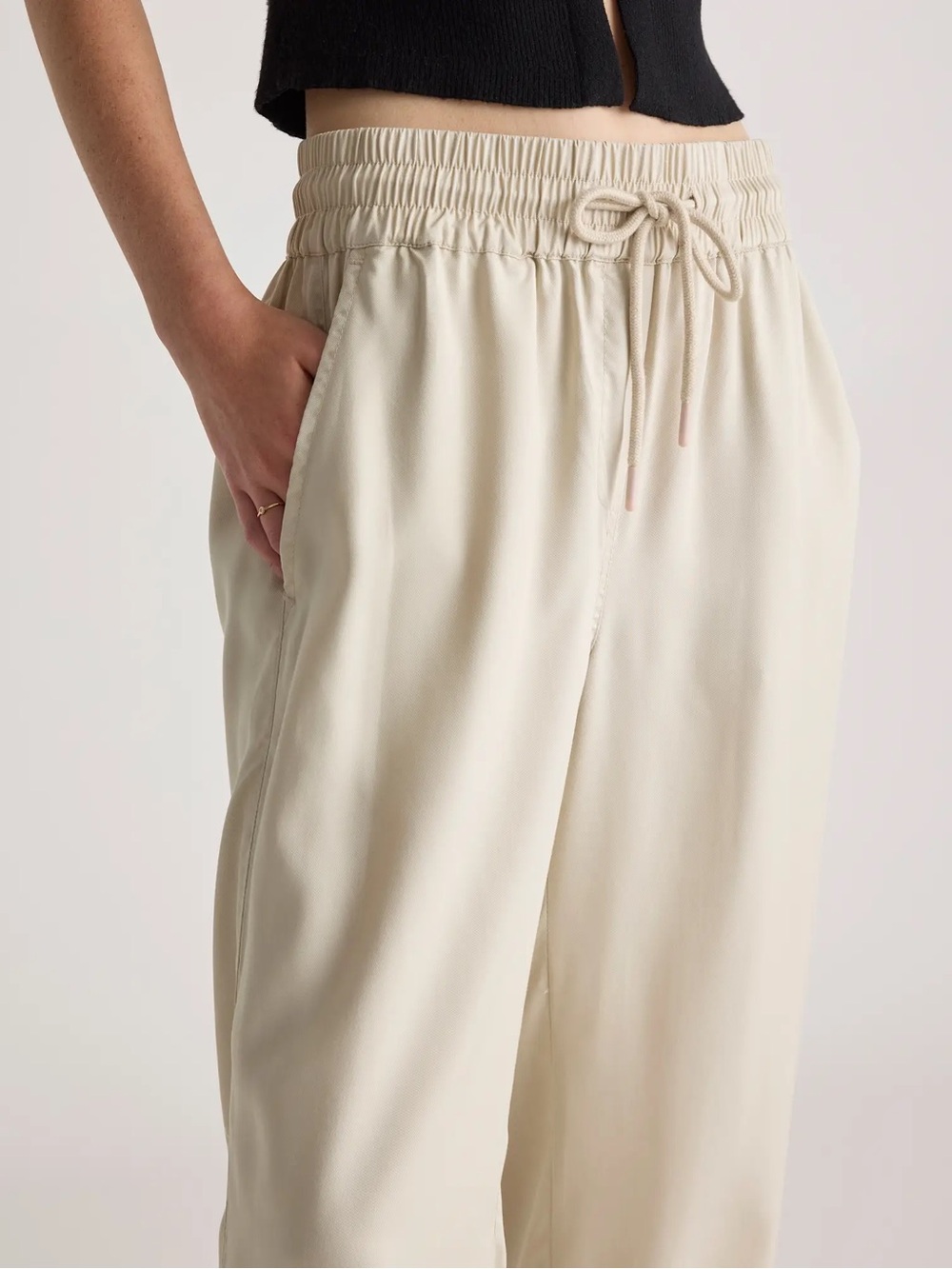 NWOT Quince Vintage Wash Tencel Wide Leg Pants - Sand & Navy Blue - Picture 4 of 8